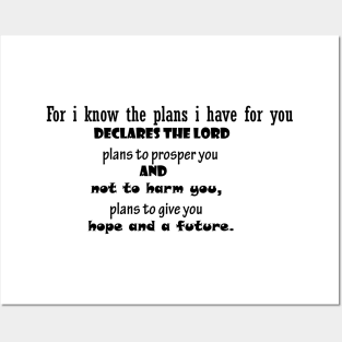 For i know the plans i have for you declares the lord plans to prosper you and not to harm you, plans to give you hope and a future inspirational bible verse. Posters and Art